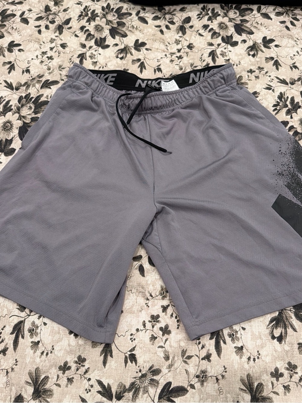 Nike Men’s Grey Athletic Mesh Shorts with Black Waistband